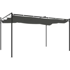 Clearance Pergola med sammenrulleligt tag - Udendørs pavillon | Størrelse: 395x292x230 cm | Farve: Antracitgrå Buer, Spalier, Lysthuse Uden Tag