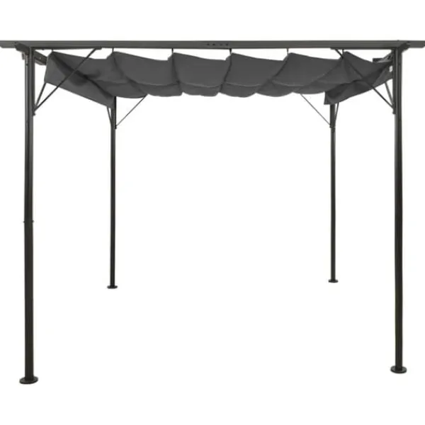 Clearance Pergola med sammenrulleligt tag 3x3 m 180 g/m² antracitgrå - Pergola - Pergolaer - Home & Living Buer, Spalier, Lysthuse Uden Tag