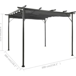 Clearance Pergola med sammenrulleligt tag 3x3 m 180 g/m² antracitgrå - Pergola - Pergolaer - Home & Living Buer, Spalier, Lysthuse Uden Tag