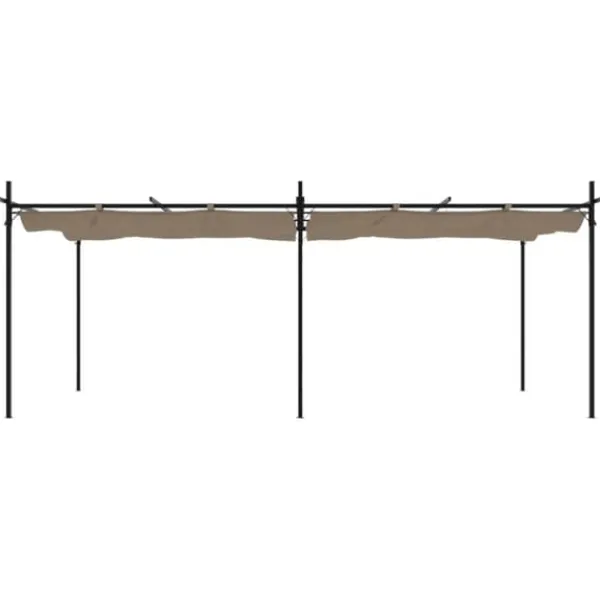 Buer, Spalier, Lysthuse Uden Tag^Pergola med sammenrulleligt tag - UV-resistent | Størrelse: 589x292x230 cm | Farve: Gråbrun