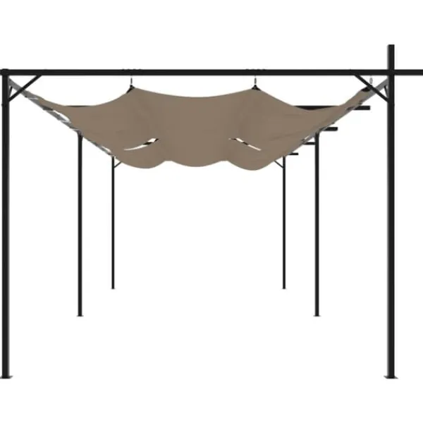 Buer, Spalier, Lysthuse Uden Tag^Pergola med sammenrulleligt tag - UV-resistent | Størrelse: 589x292x230 cm | Farve: Gråbrun