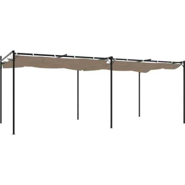 Buer, Spalier, Lysthuse Uden Tag^Pergola med sammenrulleligt tag - UV-resistent | Størrelse: 589x292x230 cm | Farve: Gråbrun