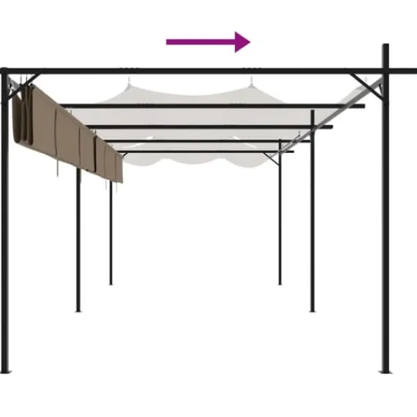 Buer, Spalier, Lysthuse Uden Tag^Pergola med sammenrulleligt tag - UV-resistent | Størrelse: 589x292x230 cm | Farve: Gråbrun