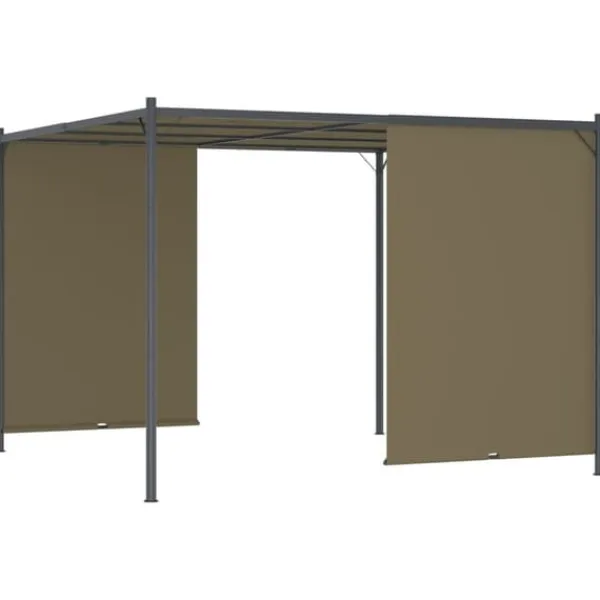 Buer, Spalier, Lysthuse Uden Tag^Pergola med tilbagetrækkeligt tag 3x3 m 180 g/m² gråbrun - Pergola - Pergolaer - Home & Living
