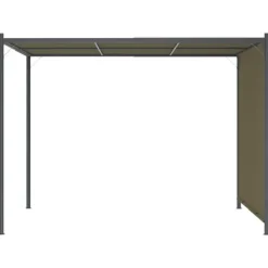 Best Pergola med tilbagetrækkeligt tag 3x3 m - Robust og vandafvisende | Farve: Gråbrun | Størrelse: 180 g/m² Buer, Spalier, Lysthuse Uden Tag