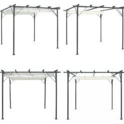 Buer, Spalier, Lysthuse Uden Tag^Pergola med tilbagetrækkeligt tag 3x3 m stål cremefarvet - Pergola - Pergolaer - Home & Living