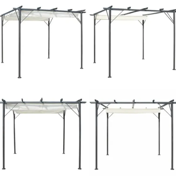 Buer, Spalier, Lysthuse Uden Tag^Pergola med tilbagetrækkeligt tag 3x3 m stål cremefarvet - Pergola - Pergolaer - Home & Living