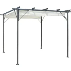 Buer, Spalier, Lysthuse Uden Tag^Pergola med tilbagetrækkeligt tag 3x3 m stål cremefarvet - Pergola - Pergolaer - Home & Living