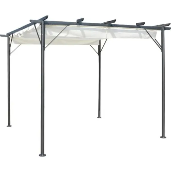 Buer, Spalier, Lysthuse Uden Tag^Pergola med tilbagetrækkeligt tag 3x3 m stål cremefarvet - Pergola - Pergolaer - Home & Living