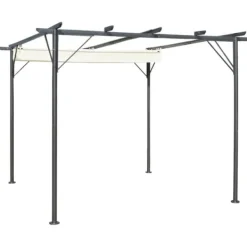 Buer, Spalier, Lysthuse Uden Tag^Pergola med tilbagetrækkeligt tag 3x3 m stål cremefarvet - Pergola - Pergolaer - Home & Living