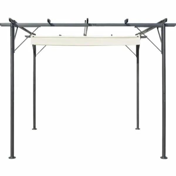 Buer, Spalier, Lysthuse Uden Tag^Pergola med tilbagetrækkeligt tag 3x3 m stål cremefarvet - Pergola - Pergolaer - Home & Living