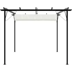 Buer, Spalier, Lysthuse Uden Tag^Pergola med tilbagetrækkeligt tag 3x3 m - Pulverlakeret stål | Farve: Creme