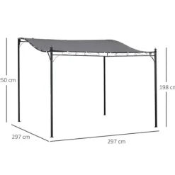 Buer, Spalier, Lysthuse Uden Tag^Pergola pavillon 297x297 cm, metal, grå – terrasse/altan