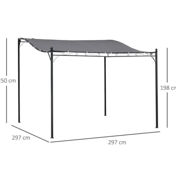 Buer, Spalier, Lysthuse Uden Tag^Pergola pavillon 297x297 cm, metal, grå – terrasse/altan