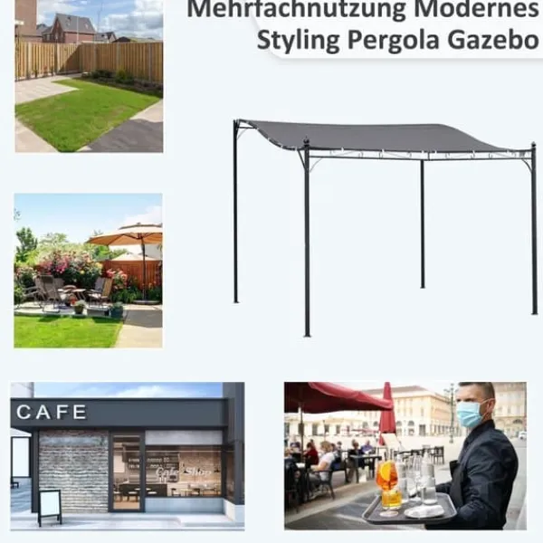 Buer, Spalier, Lysthuse Uden Tag^Pergola pavillon 297x297 cm, metal, grå – terrasse/altan