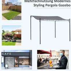 Buer, Spalier, Lysthuse Uden Tag^Pergola pavillon 297x297 cm, metal, grå – terrasse/altan