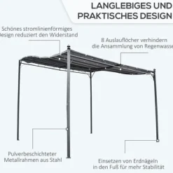Buer, Spalier, Lysthuse Uden Tag^Pergola pavillon 297x297 cm, metal, grå – terrasse/altan