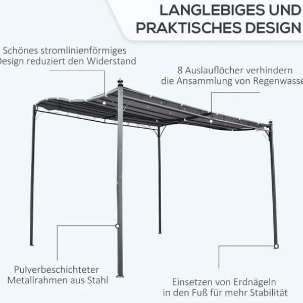 Buer, Spalier, Lysthuse Uden Tag^Pergola pavillon 297x297 cm, metal, grå – terrasse/altan