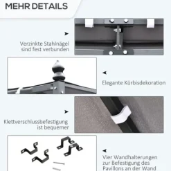 Outlet Pergola pavillon 297x297 cm, metal, grå – terrasse/altan Buer, Spalier, Lysthuse Uden Tag
