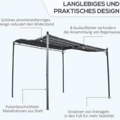 Buer, Spalier, Lysthuse Uden Tag^Pergola pavillon 297x297 cm, metal, grå – terrasse/altan