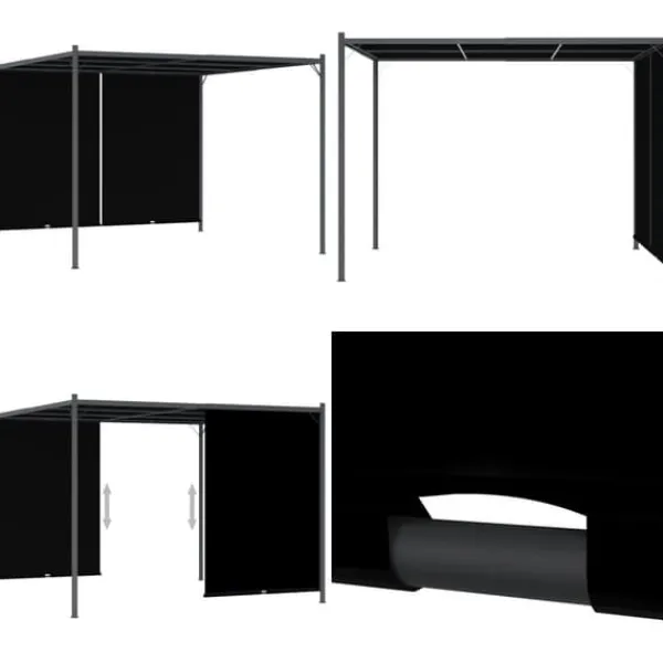 Hot Pergola tilbagetrækkeligt tag 3x3 m antracitgrå - Pergola - Pergolaer - Home & Living Buer, Spalier, Lysthuse Uden Tag