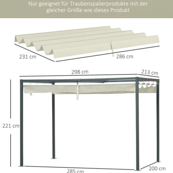 Telte & Lysthuse^Pergola Udskiftnings Tag, 285x200 cm, Cremehvid