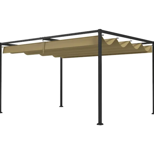 Buer, Spalier, Lysthuse Uden Tag^Pergola 4x3m havepavillon, terrasse tagbeklædning lavet af stål, havepavillon med justerbart tag, fritstående, solafskærmning til terrasse og have, Kh | CDON