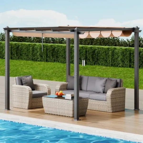 Buer, Spalier, Lysthuse Uden Tag^Pergola, 297x297x230 cm, Beige, Aluminium