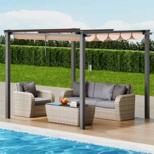 Buer, Spalier, Lysthuse Uden Tag^Pergola, 300x300x230 cm, Beige, Aluminium