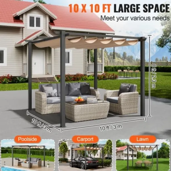 Buer, Spalier, Lysthuse Uden Tag^Pergola, 300x300x230 cm, Beige, Aluminium