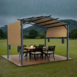 Clearance Pergola, 365x305x254 cm, Beige, Metal Buer, Spalier, Lysthuse Uden Tag