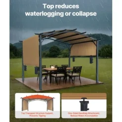 Clearance Pergola, 365x305x254 cm, Beige, Metal Buer, Spalier, Lysthuse Uden Tag