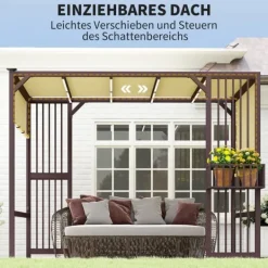 Buer, Spalier, Lysthuse Uden Tag^Pergola, 295x252x230 cm, Brun