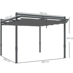 Online Pergola, 358x320x245 cm, Grå Buer, Spalier, Lysthuse Uden Tag