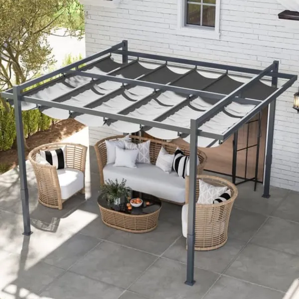 Online Pergola, 358x320x245 cm, Grå Buer, Spalier, Lysthuse Uden Tag