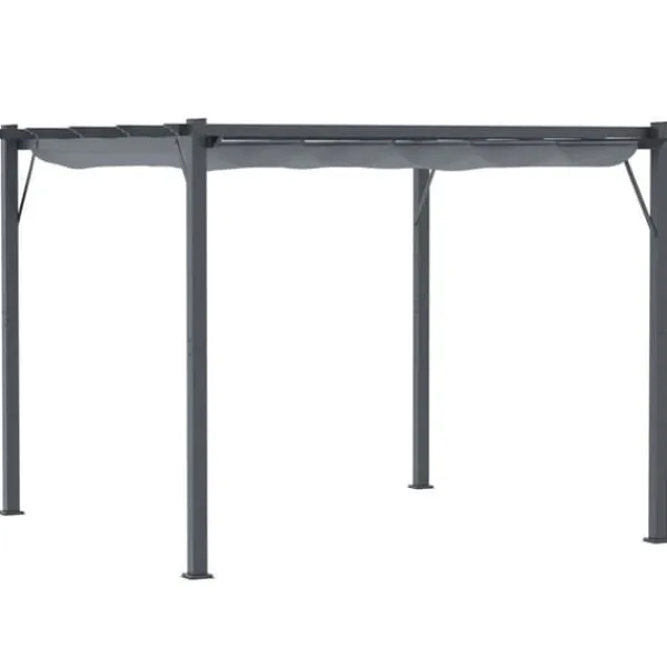 Outlet Pergola/pavillon 3×3×2,23 m, skydetag, aluminium, kulgrå/mørkegrå Buer, Spalier, Lysthuse Uden Tag