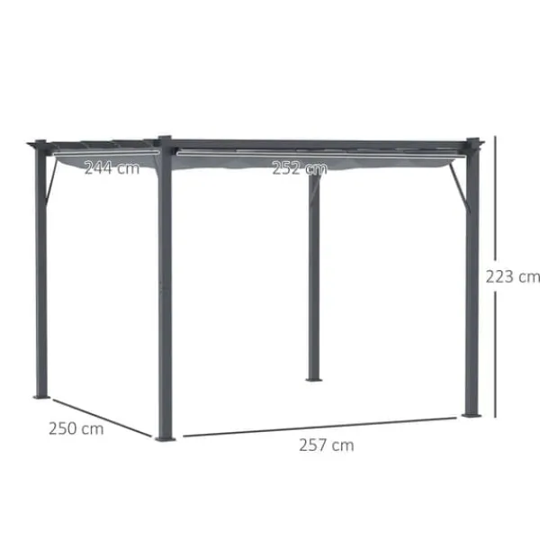Outlet Pergola/pavillon 3×3×2,23 m, skydetag, aluminium, kulgrå/mørkegrå Buer, Spalier, Lysthuse Uden Tag