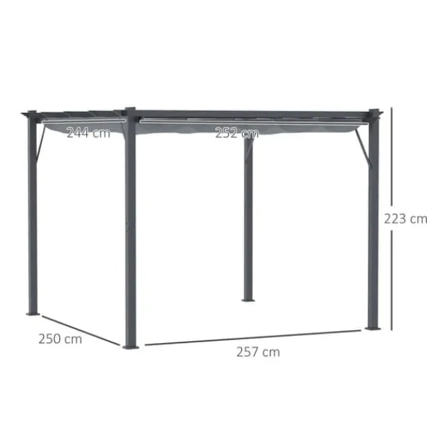 Discount Pergola/pavillon 3×3×2,23 m, skydetag, aluminium, kulgrå/mørkegrå Buer, Spalier, Lysthuse Uden Tag