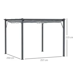 New Pergola/pavillon 3×3×2,23 m, skydetag, aluminium, kulgrå/mørkegrå Buer, Spalier, Lysthuse Uden Tag