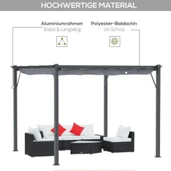 New Pergola/pavillon 3×3×2,23 m, skydetag, aluminium, kulgrå/mørkegrå Buer, Spalier, Lysthuse Uden Tag