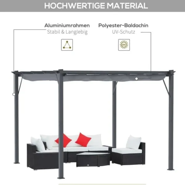 New Pergola/pavillon 3×3×2,23 m, skydetag, aluminium, kulgrå/mørkegrå Buer, Spalier, Lysthuse Uden Tag