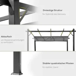 New Pergola/pavillon 3×3×2,23 m, skydetag, aluminium, kulgrå/mørkegrå Buer, Spalier, Lysthuse Uden Tag