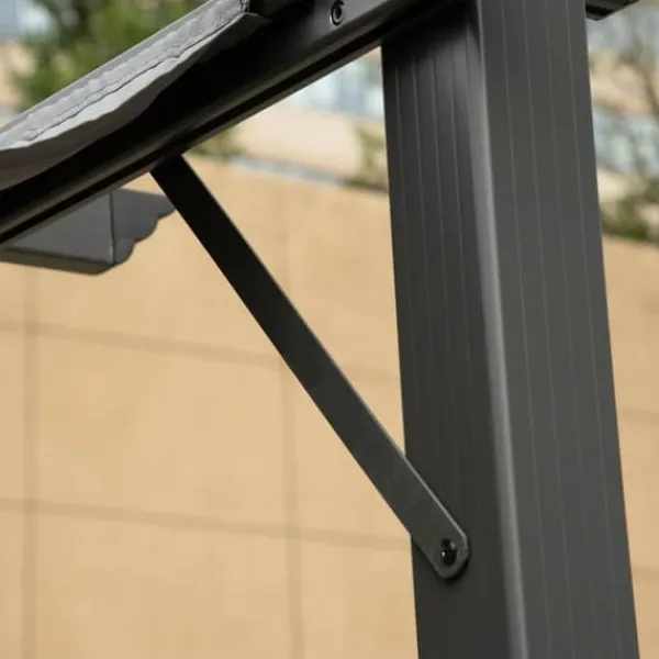 Best Pergola/pavillon 3×3×2,23 m, skydetag, aluminium, kulgrå/mørkegrå Buer, Spalier, Lysthuse Uden Tag