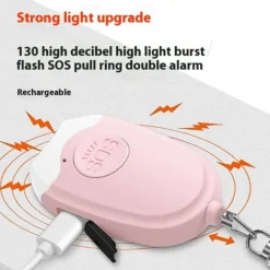 Clearance Personlig alarm lommelygte bærbar selvforsvar 130dB høj advarsel nøglering Sikkerhedslamper
