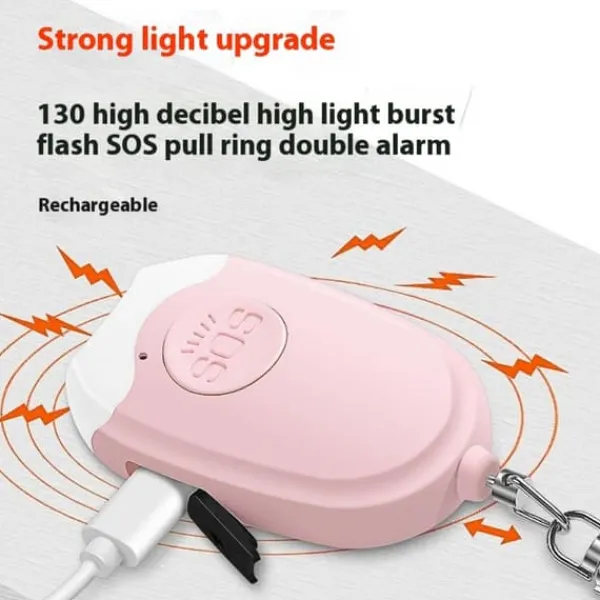 Clearance Personlig alarm lommelygte bærbar selvforsvar 130dB høj advarsel nøglering Sikkerhedslamper