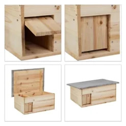 New Pindsvinehus-sæt, 21x46x34 cm, Brun Til Fugle & Småvildt