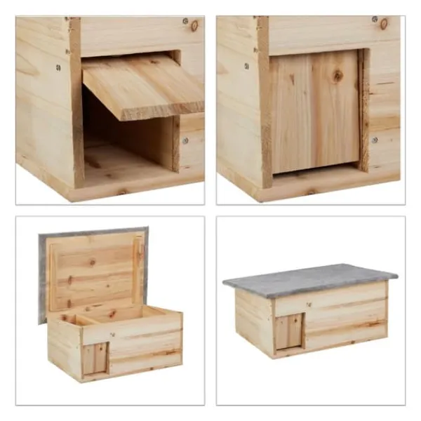 New Pindsvinehus-sæt, 21x46x34 cm, Brun Til Fugle & Småvildt