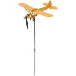 Best Piper J3 Cub Airplane Weathervane 3D Metal Airplane Weather Fane Udendørs tag Vindretningsindikator Haveindretning Lille Vinddekoration