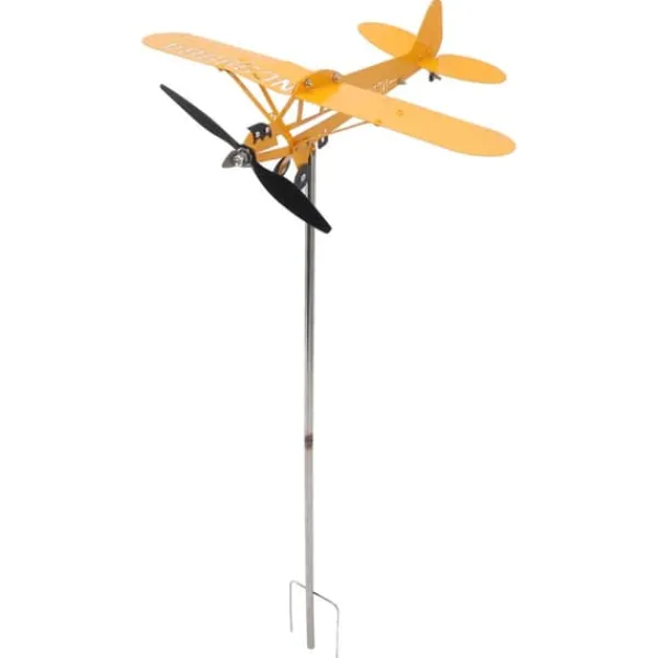Clearance Piper J3 Cub Airplane Weathervane 3D Metal Airplane Weather Fane Udendørs Tag Vindretningsindikator Haveindretning Stor Vinddekoration