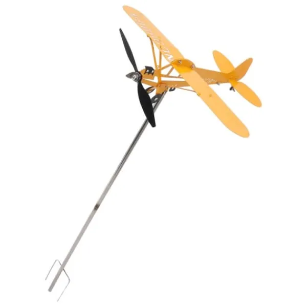 Clearance Piper J3 Cub Airplane Weathervane 3D Metal Airplane Weather Fane Udendørs Tag Vindretningsindikator Haveindretning Stor Vinddekoration
